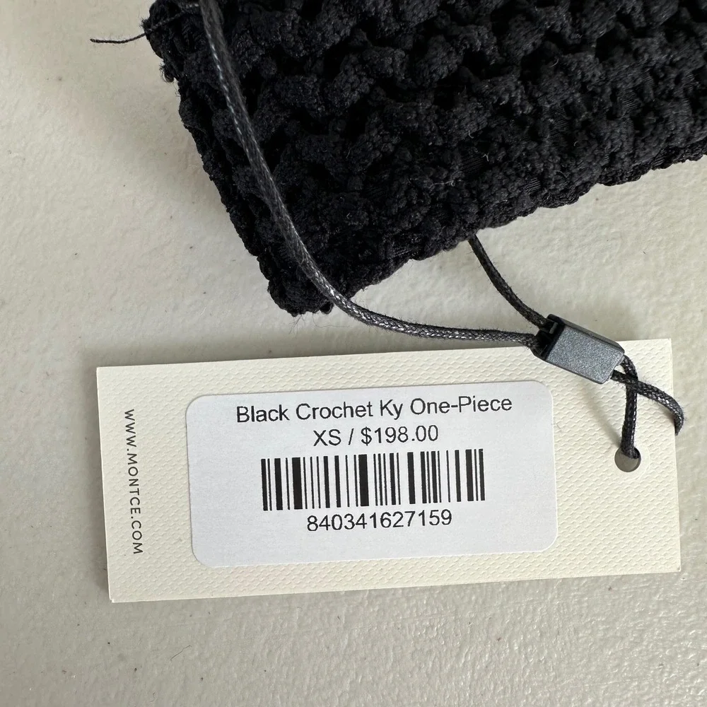 Montce Crochet Ky One Piece‎ Swimsuit Women XS Black Resort Beach Vacation